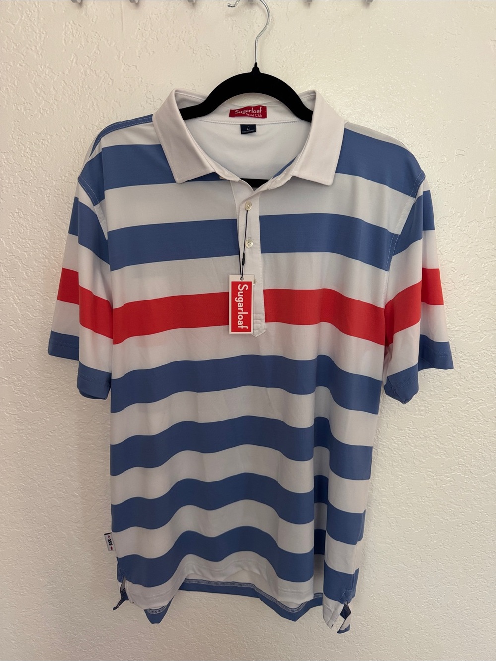 Sugarloaf Men’s Blue, White & Red Striped Polo